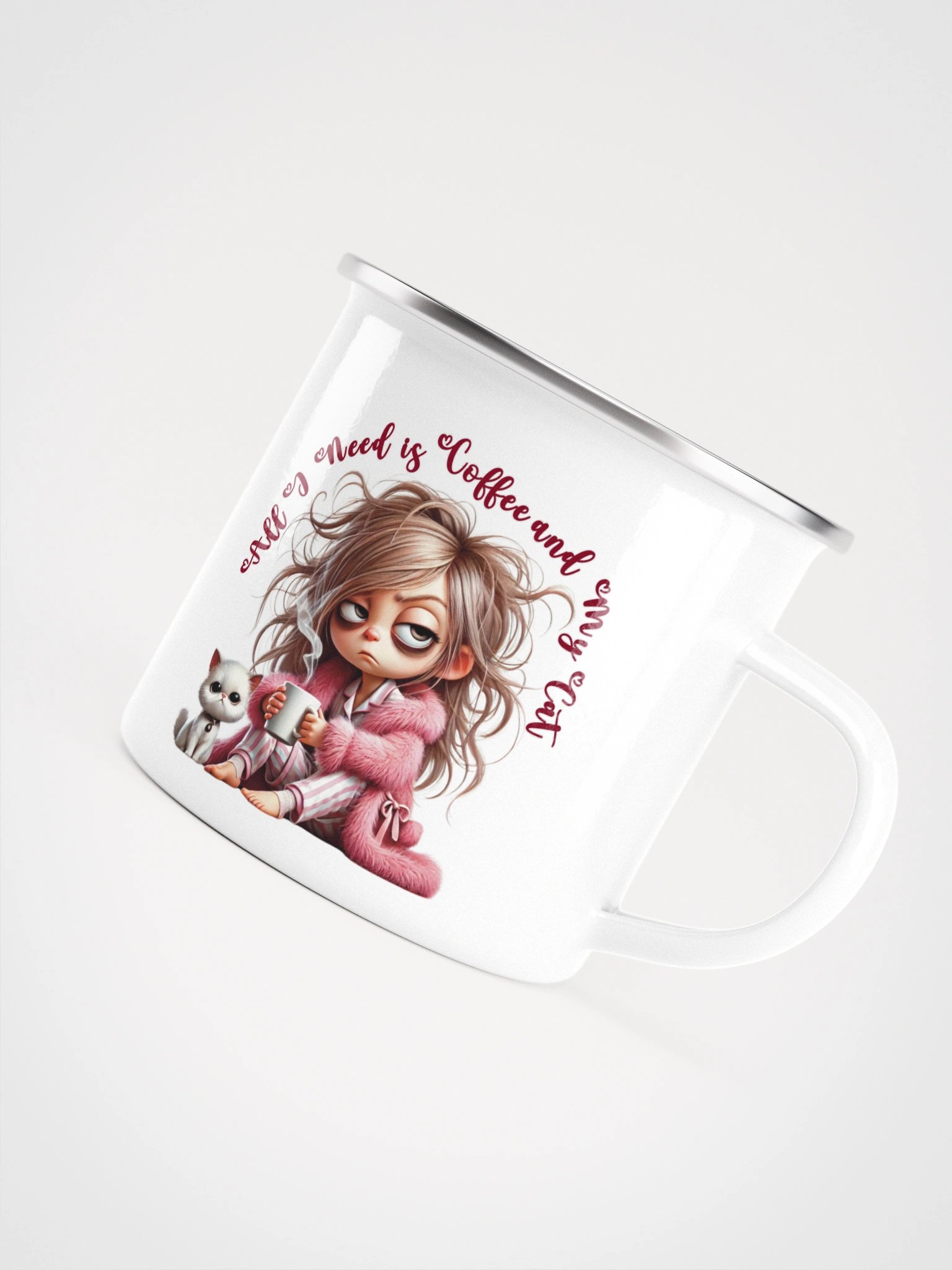 All I Need Is Coffee and a Cat Enamel Mug product image (5)