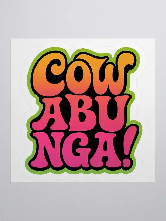 Pizza-fueled. Sewer-born. Totally radical. This Cowabunga sticker brings instant 80s cartoon energy to your laptop, board, bottle or notebook. Bright retro colors, bold bubble letters and a neon outline that practically yells your favorite battle cry. Perfect for skaters, geeks, and anyone whose inner turtle is always ready to drop in. Stick it, rep it, ride the wave. #DealsforYouDays #cowabunga #sticker #retrocartoon #skatevibes #turtlepowers