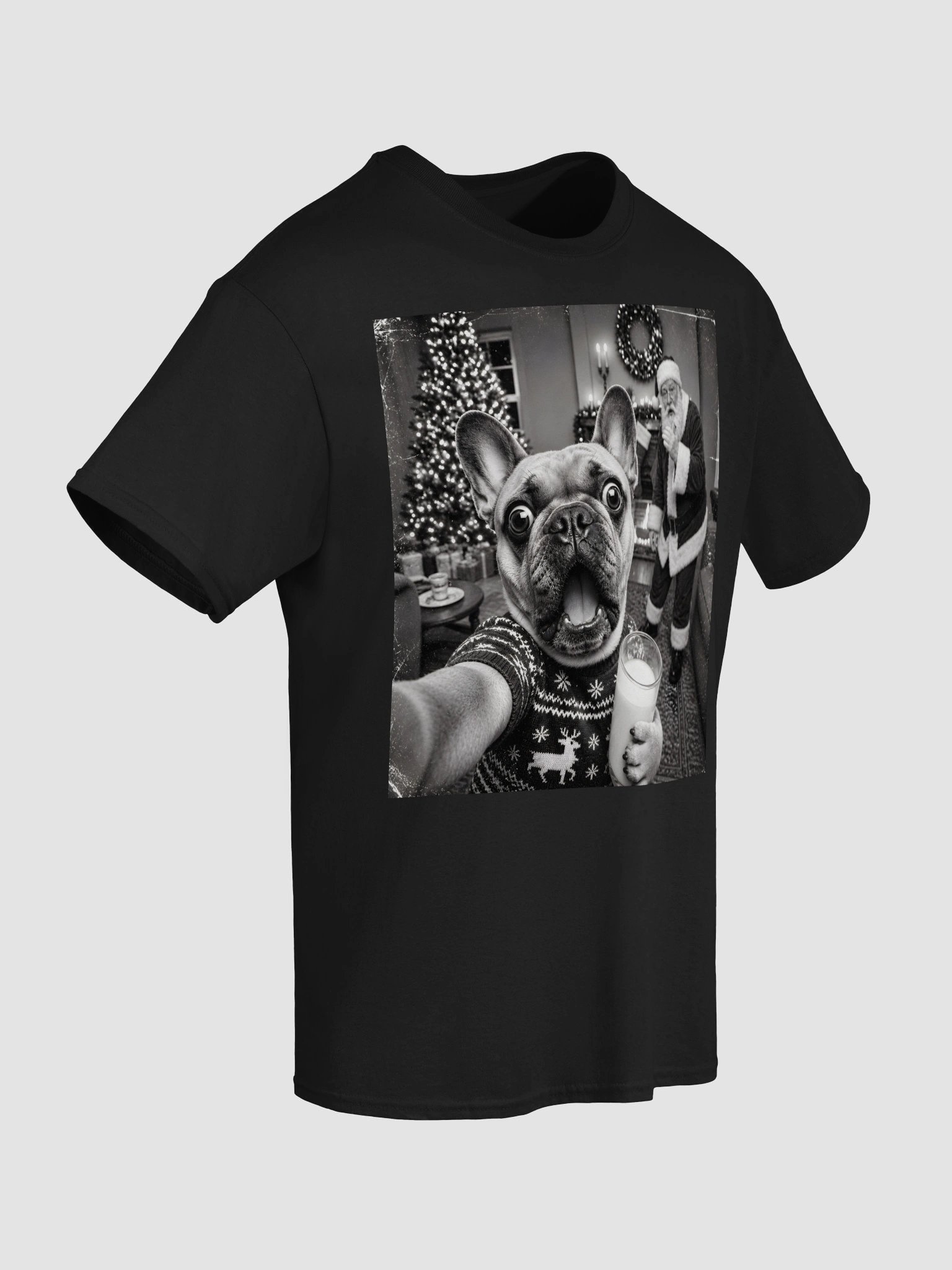 French Bulldog Christmas Selfie Shirt - Funny Santa & Dog Xmas T-Shirt product image (5)