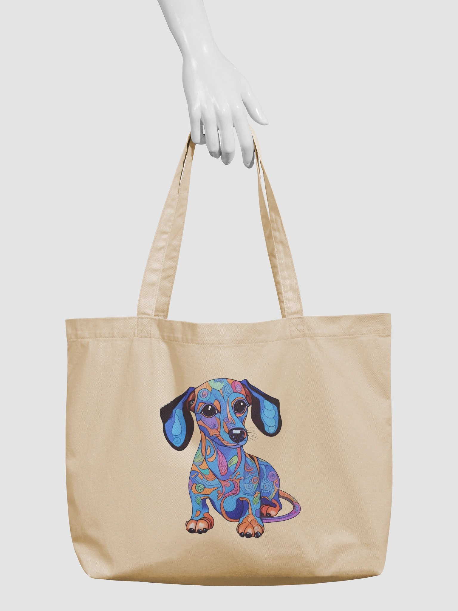 Psychedelic Dachshund #1 - Eco-conscious Organic Cotton Tote product image (4)