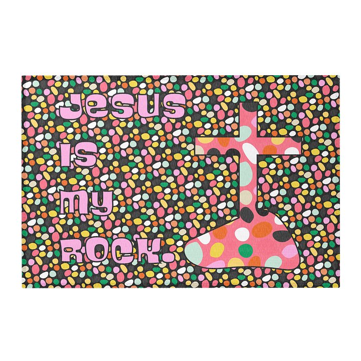 JESUS IS MY ROCK Colorful Cross Area Rug product image (1)