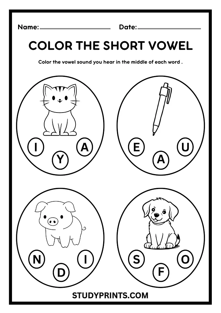 short vowel sounds worksheets for kindergarten pdf product image (1)