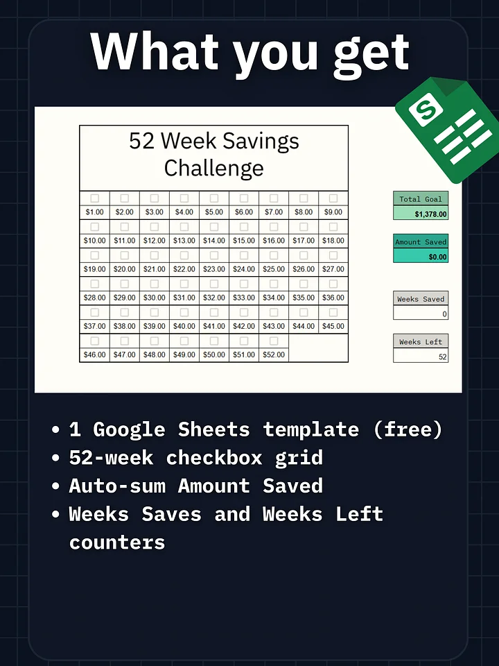 52-Week Savings Challenge (Free) product image (2)