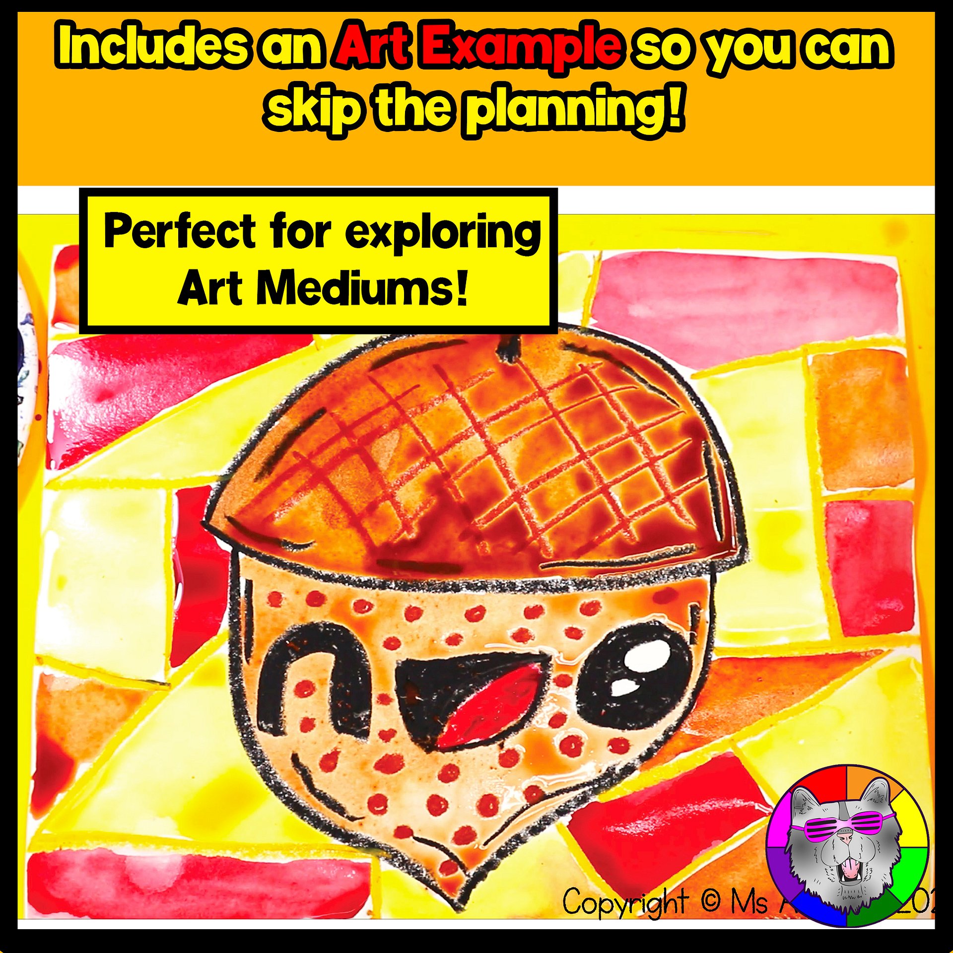 Autumn Art Lesson Acorn Art Project Fall Reading Comprehension Writing Prompts product image (3)