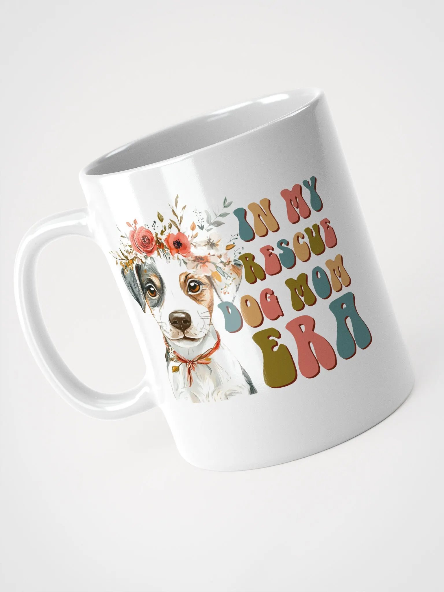 Rescue Dog Mom Era White Glossy Mug product image (2)