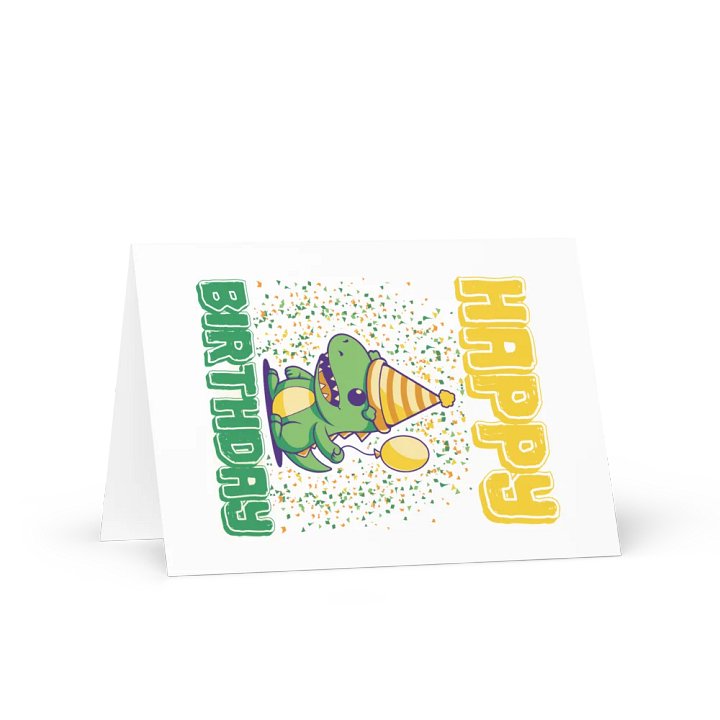 Happy Birthday (Cute Dinosaur With Balloon) Birthday Card 5" x 7" product image (1)