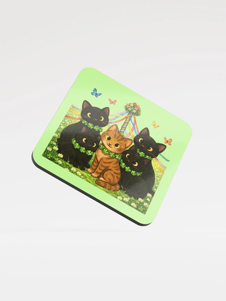 Cat brigade spring Cork Coaster product image (1)