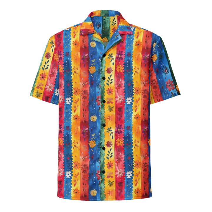 Jagged Stripe Floral Pattern-Seamless Papel Picado Hawaiian Shirt product image (1)