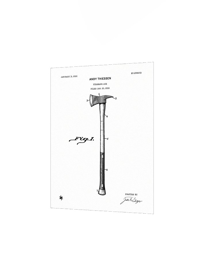 Fireman's Axe - Patent Poster - White product image (2)