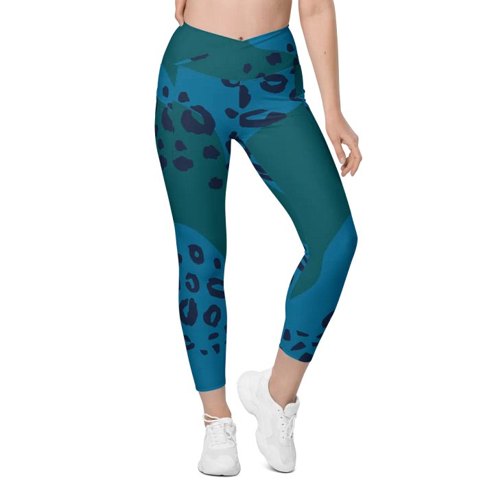 Flowing Teal Camo Leggings with Pockets product image (1)