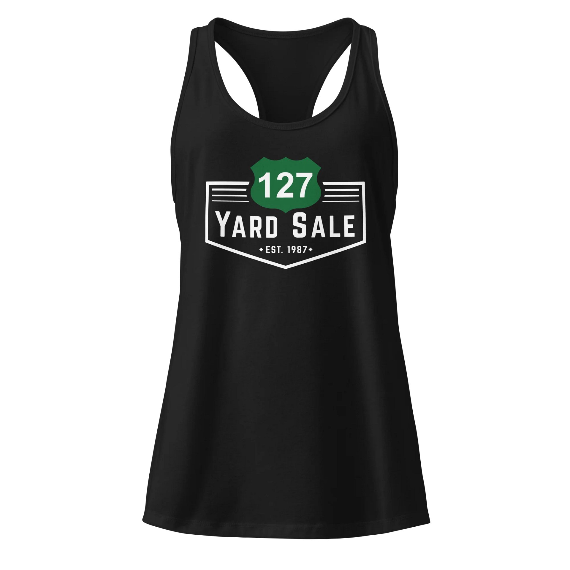 127 Yard Sale (2025) Vintage - Next Level Women's Racerback Tank Top - Black product image (1)