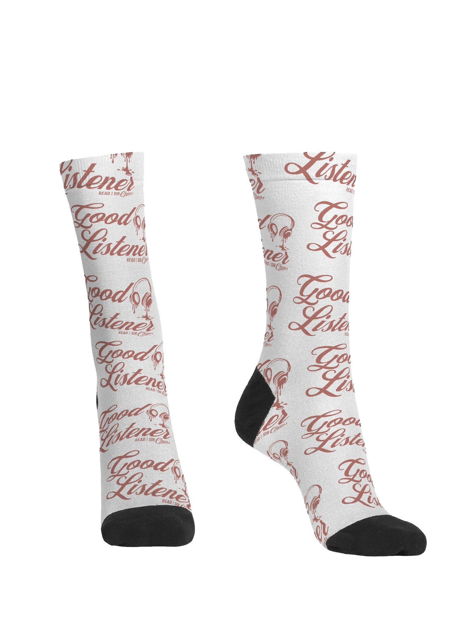 Good Listener White Socks (PinkText) product image (2)