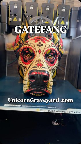 They buried it at the gate. It was back on watch by spring. #unicorngraveyard #sugarskull #doberman #3dprinting #darkfantasy
