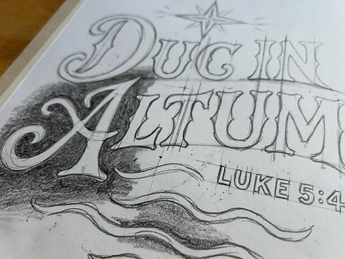 DUC IN ALTUM, “Put out into the deep.”
Notebook cover, pencil stage.
#NEXUSFIDEI #SacredArt #CatholicArt #Handlettered
