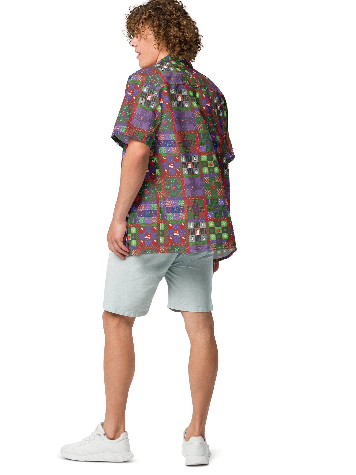 Christmas Patchwork Oversized Button Down Shirt product image (5)