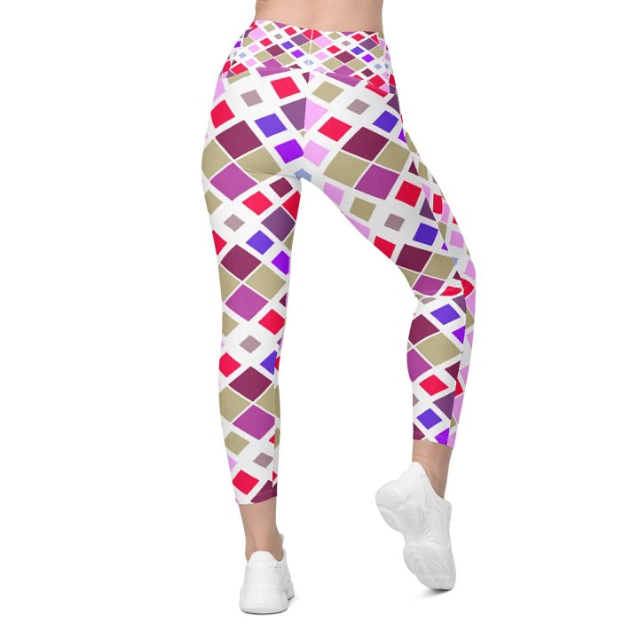 Colorful Square Pattern Design Leggings with Pocket - v10 product image (1)
