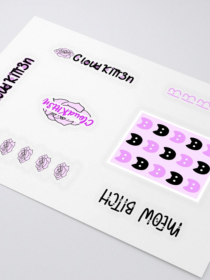 Kitten & Rose Sticker Sheet (lg) product image (2)