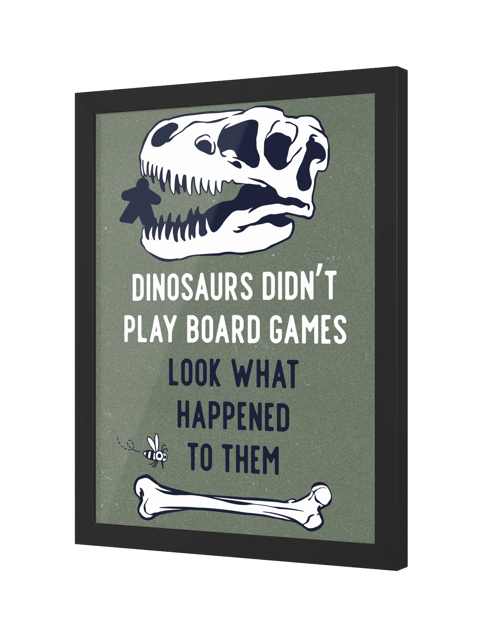 Funny Extinct Dinosaur Board Game Room Poster - FRAMED product image (2)