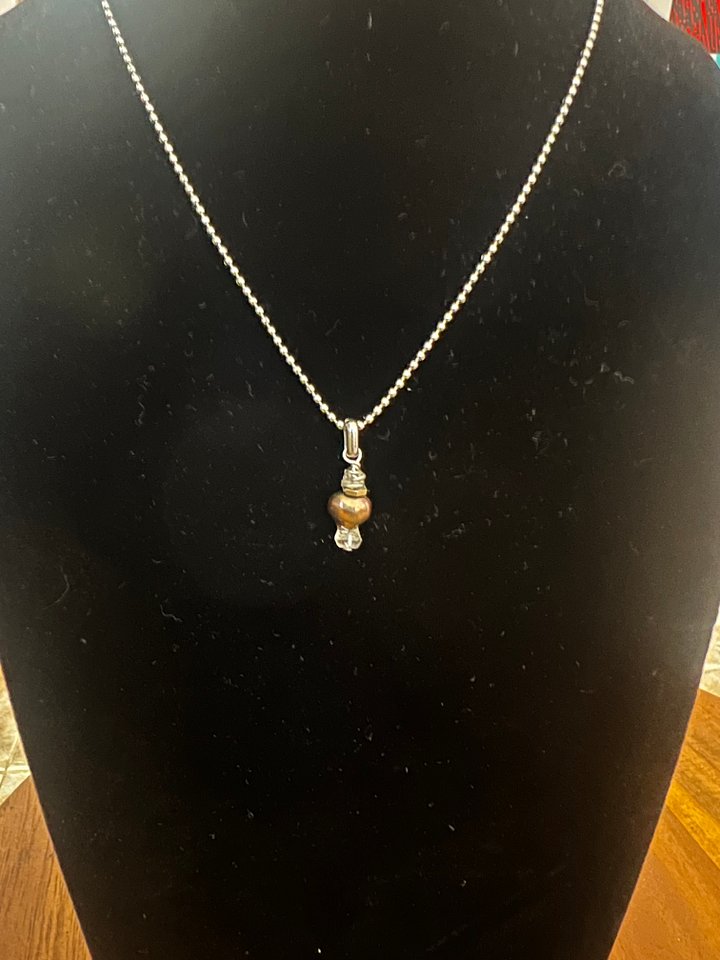 Tiny pearl, pyrite and Herkimer necklace product image (1)