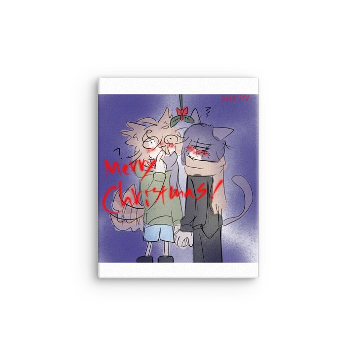 Chiwa and Cat-san mistletoe canvas product image (1)