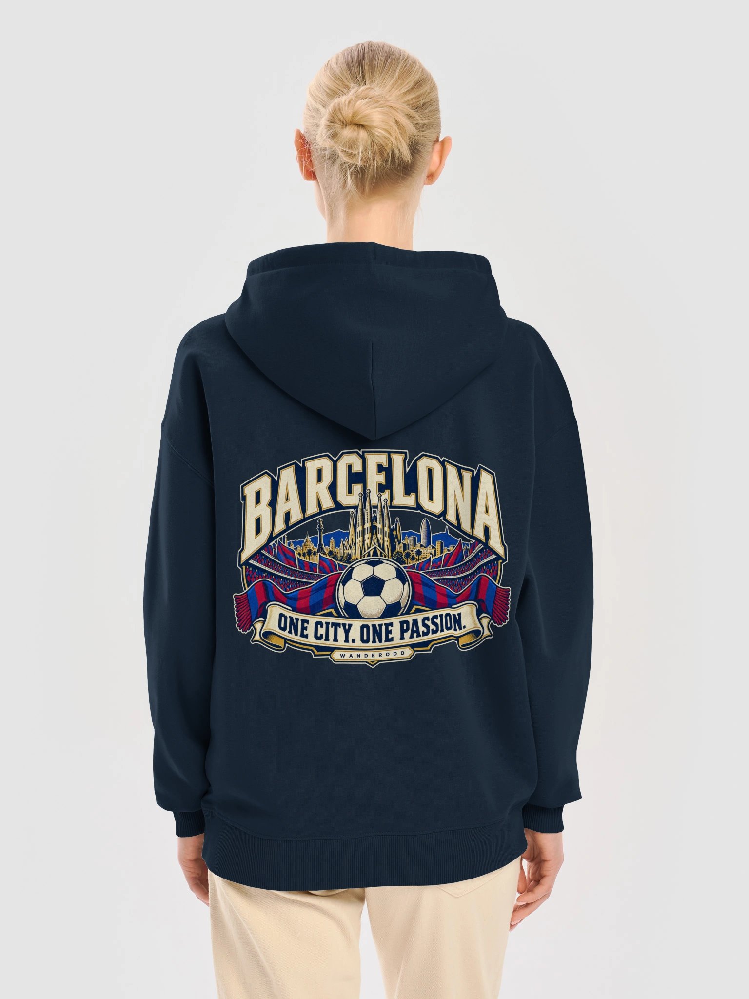 Barcelona Football Graphic Hoodie – Organic Cotton Blend | WanderOdd product image (1)