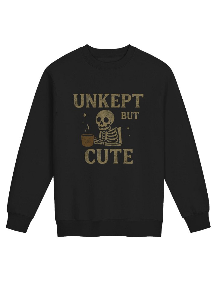 Unkept But Cute Skeleton Crewneck | Cozy Vintage Graphic Sweatshirt product image (1)