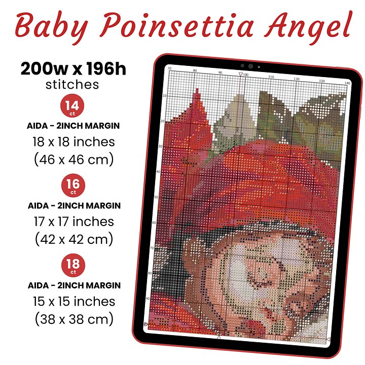 Baby Poinsettia Angel Cross Stitch Pattern product image (2)