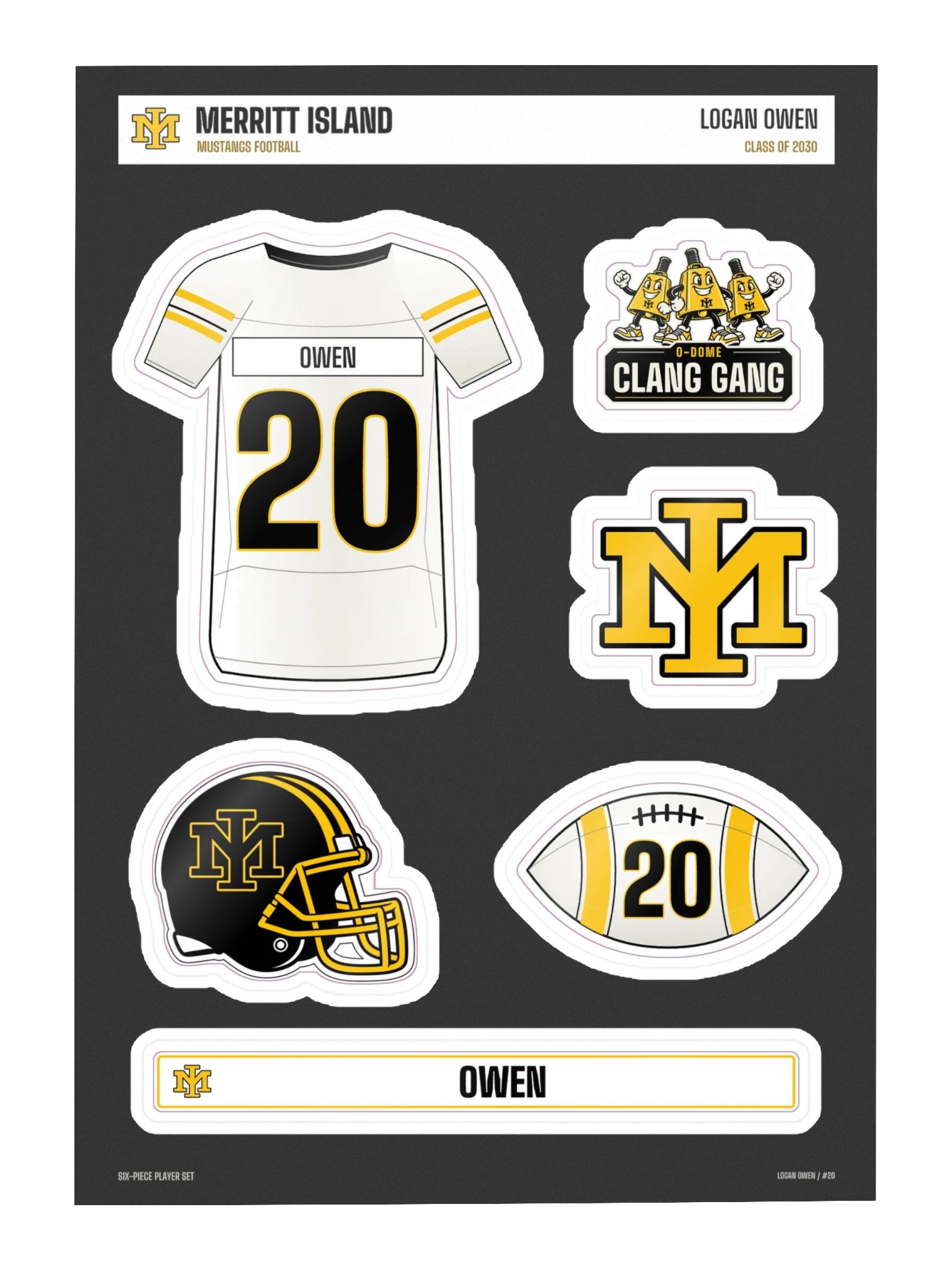Logan Owen #20 — Mustangs Sticker Sheet product image (3)