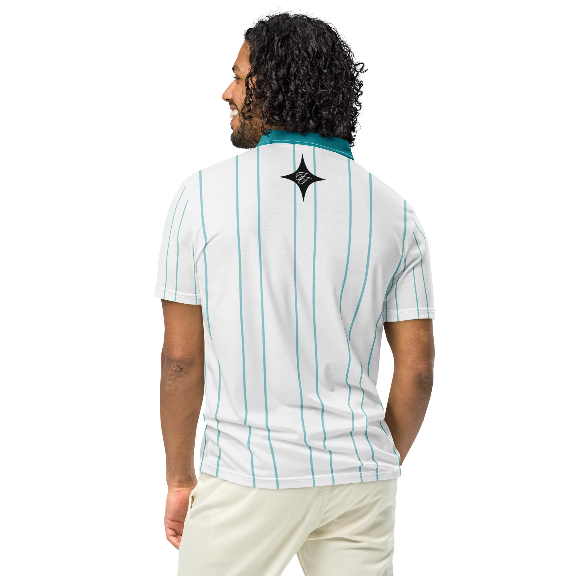 F&F Script Pinstripe Slim Fit Polo Shirt product image (5)