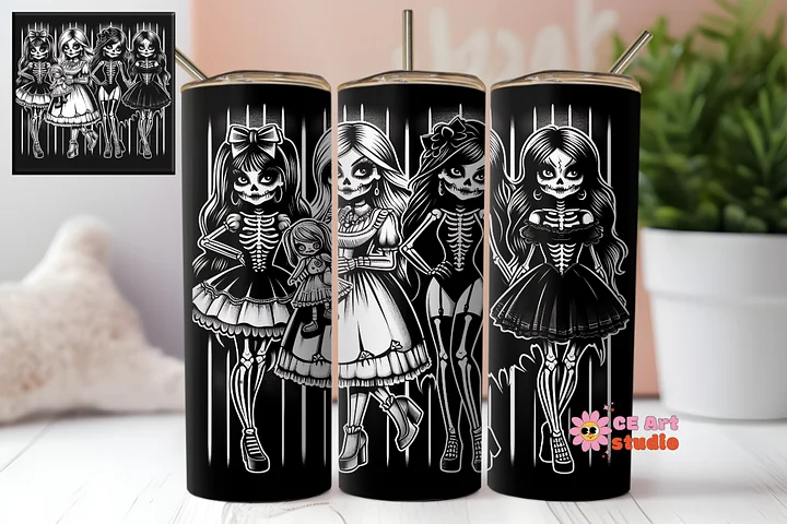 Black Sassy Girls Doll Tumbler Wrap PNG product image (1)