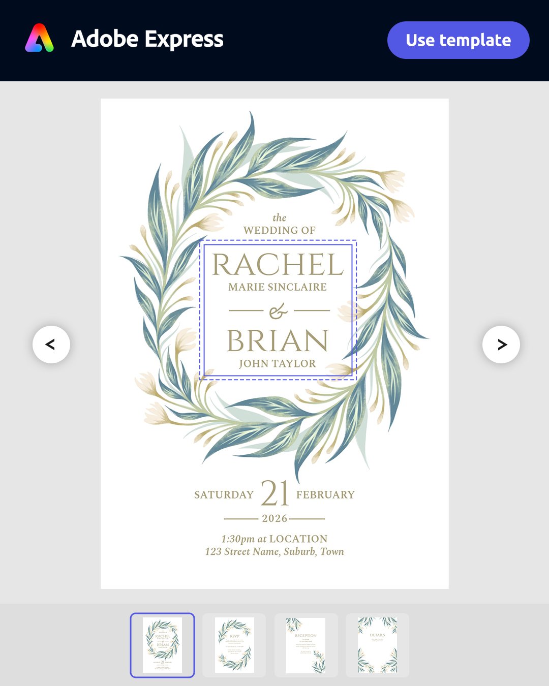 Budding Vines Wedding Invitation Suite - Cream product image (6)