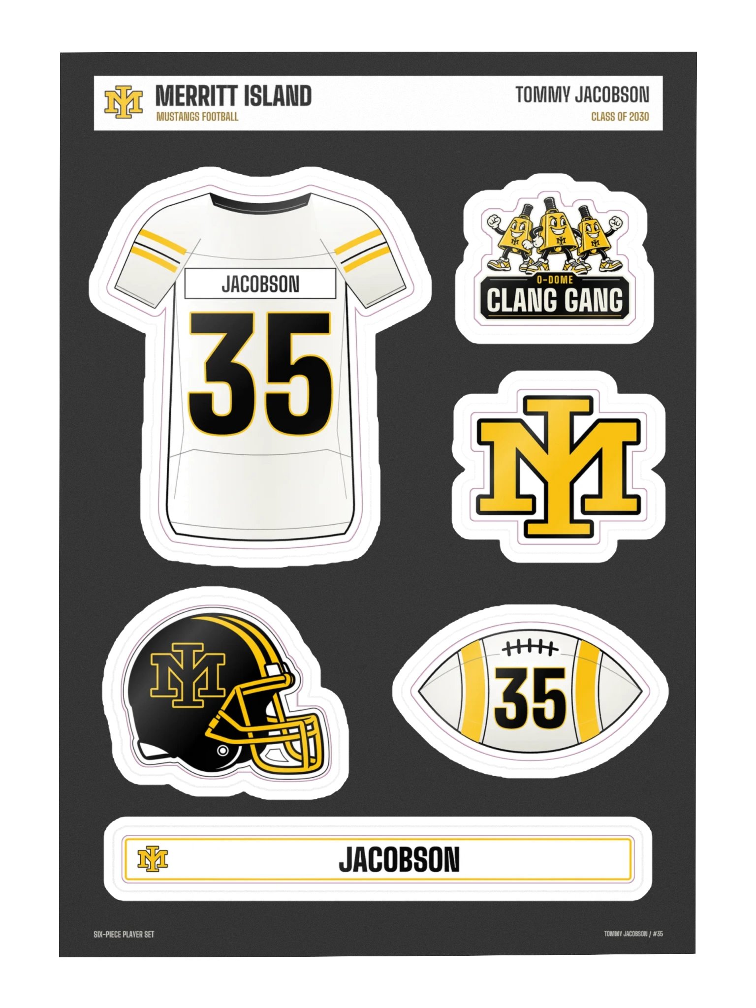 Tommy Jacobson #35 — Mustangs Sticker Sheet product image (3)