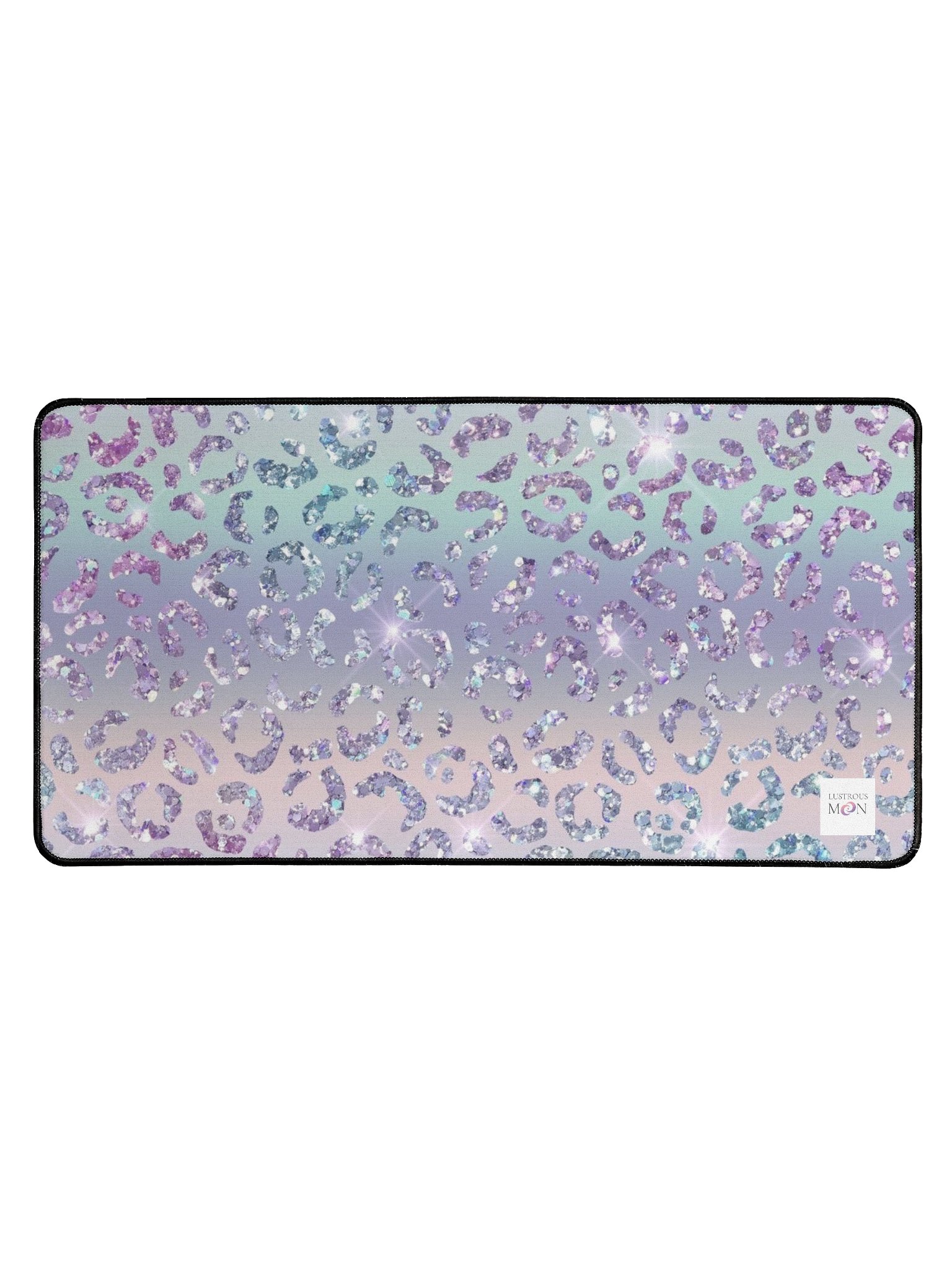 Iridescent Glitter Leopard Pattern Desk Mat product image (1)