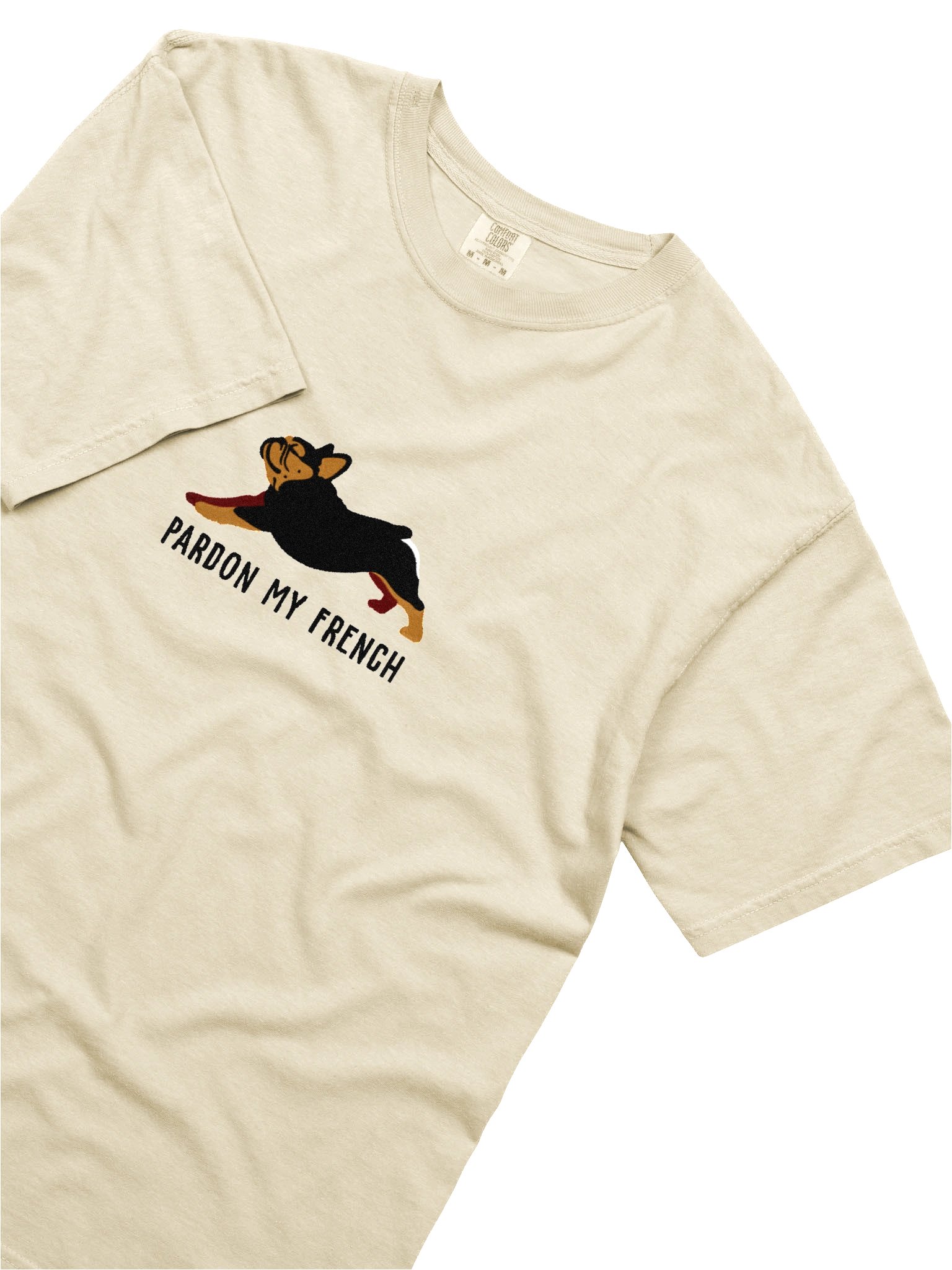 Pardon My French T-Shirt(Embroidered) of a French Bulldog(Black & Tan) product image (8)