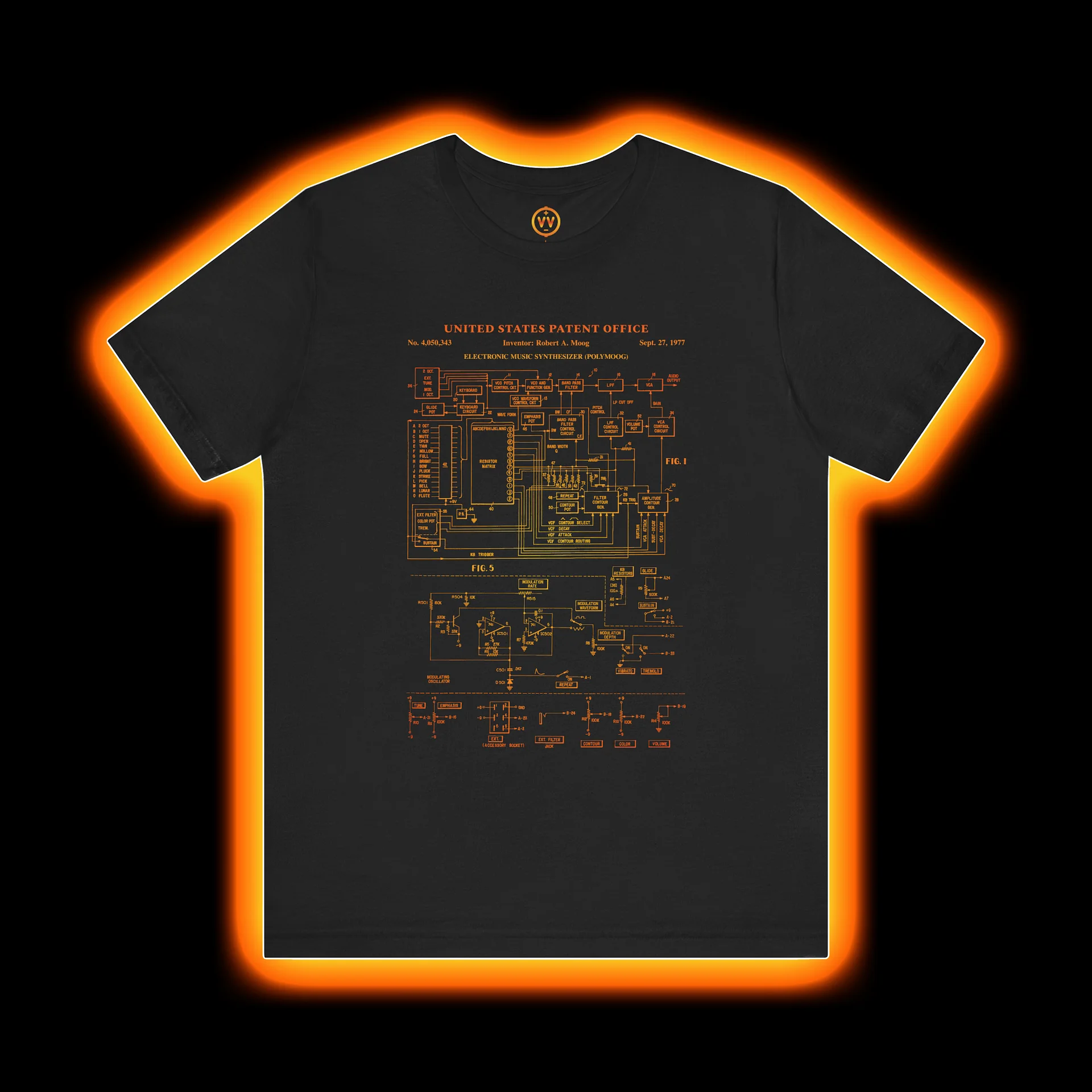 Polymoog T-Shirt - Moog Synth Patent 1977 (Vintage Analog Synthesizer) product image (1)