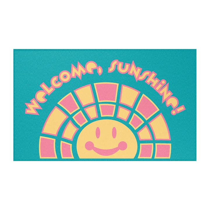 WELCOME, SUNSHINE! Smiling Sun Teal Area Rug product image (2)