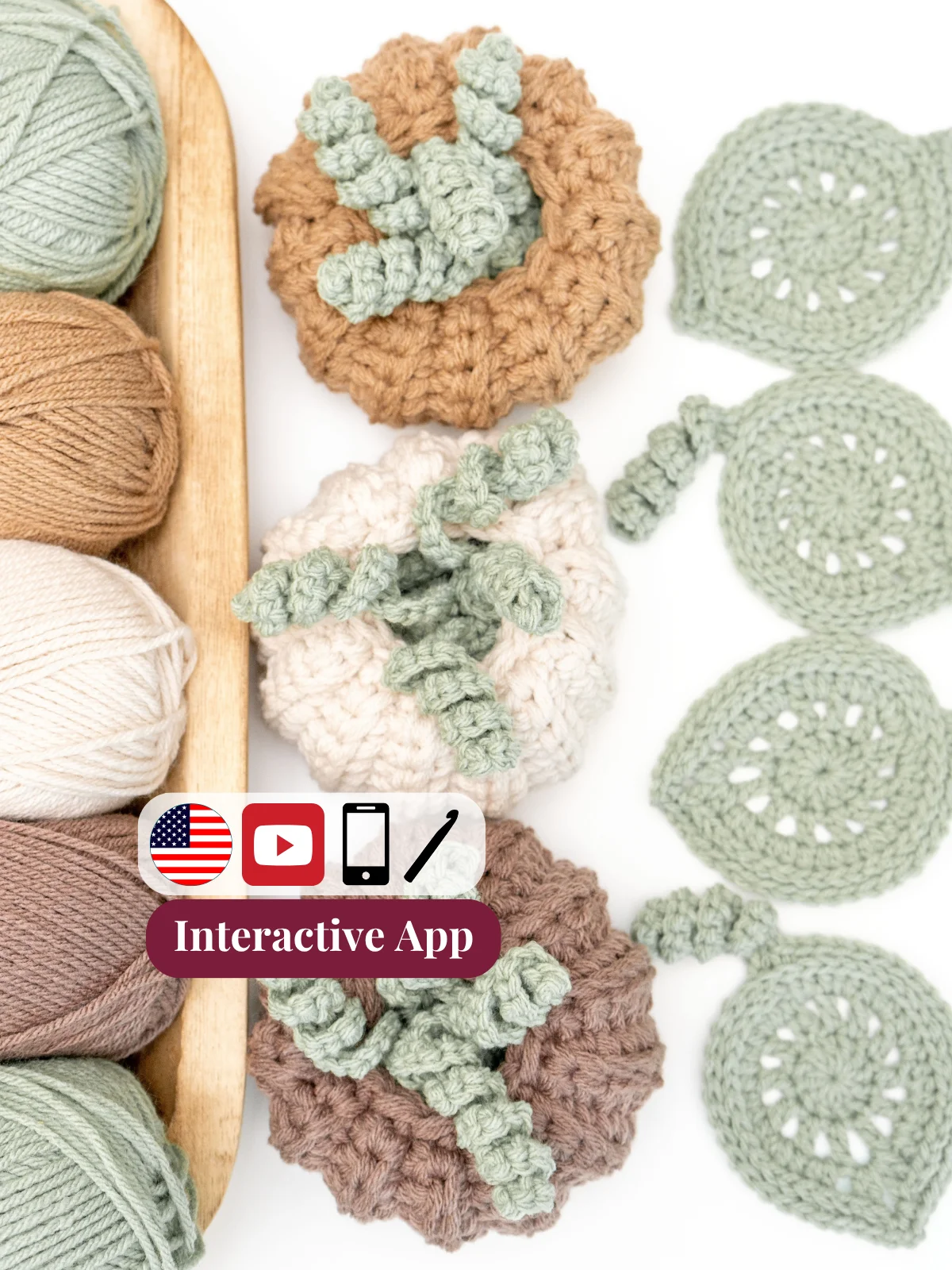 Crochet Pumpkin with Leaf Coasters Pattern product image (1)