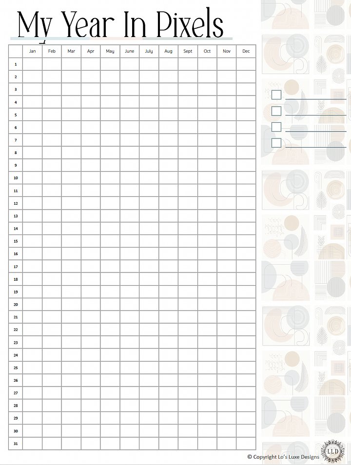 Yearly Habit Tracker - Geometric Shapes - 8.5x11 Printable product image (1)