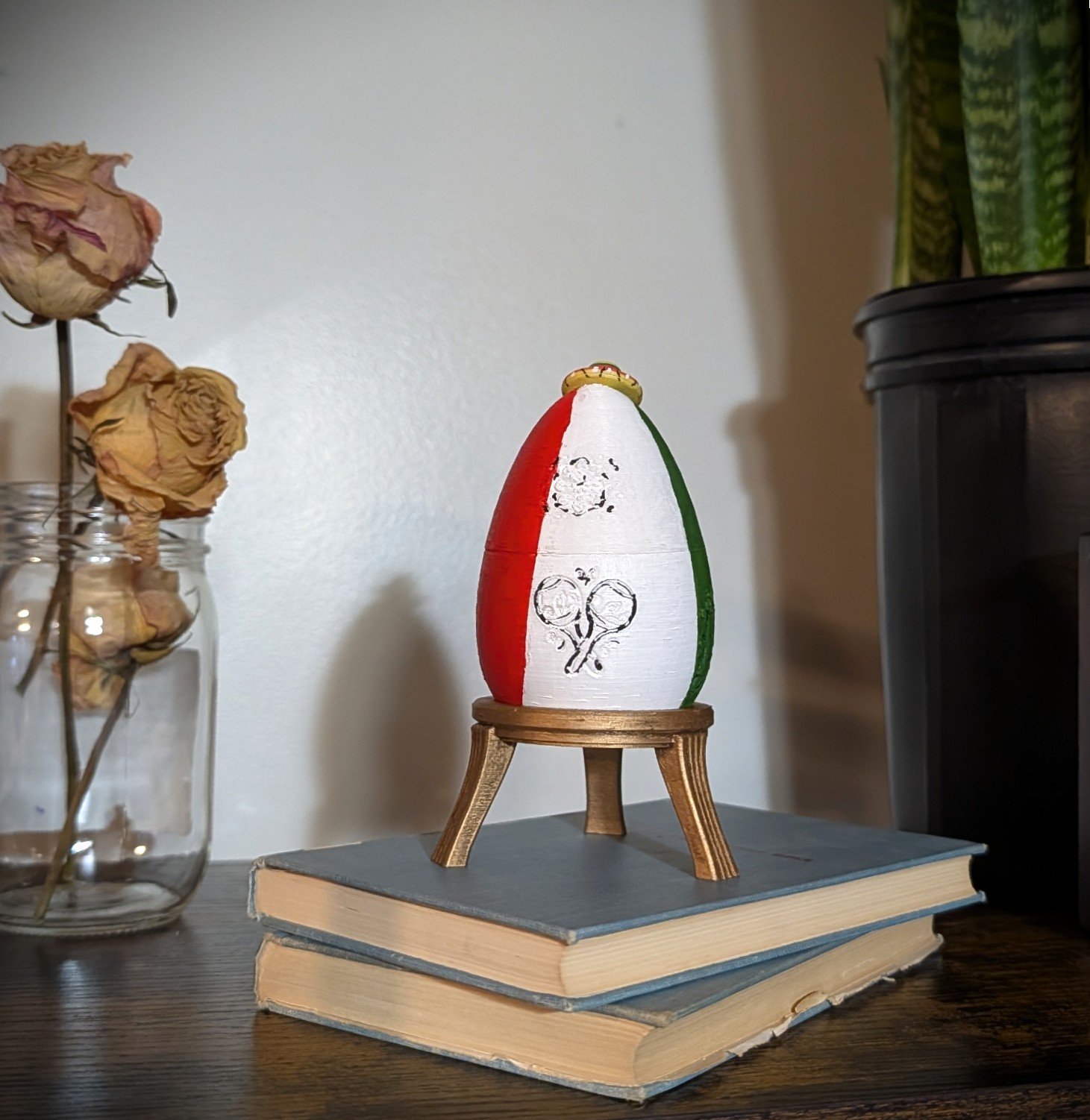 Hand Painted Mexican Pit Bull Keepsake Egg, Aztec Dia de los Muertos Tile, Numbered product image (3)