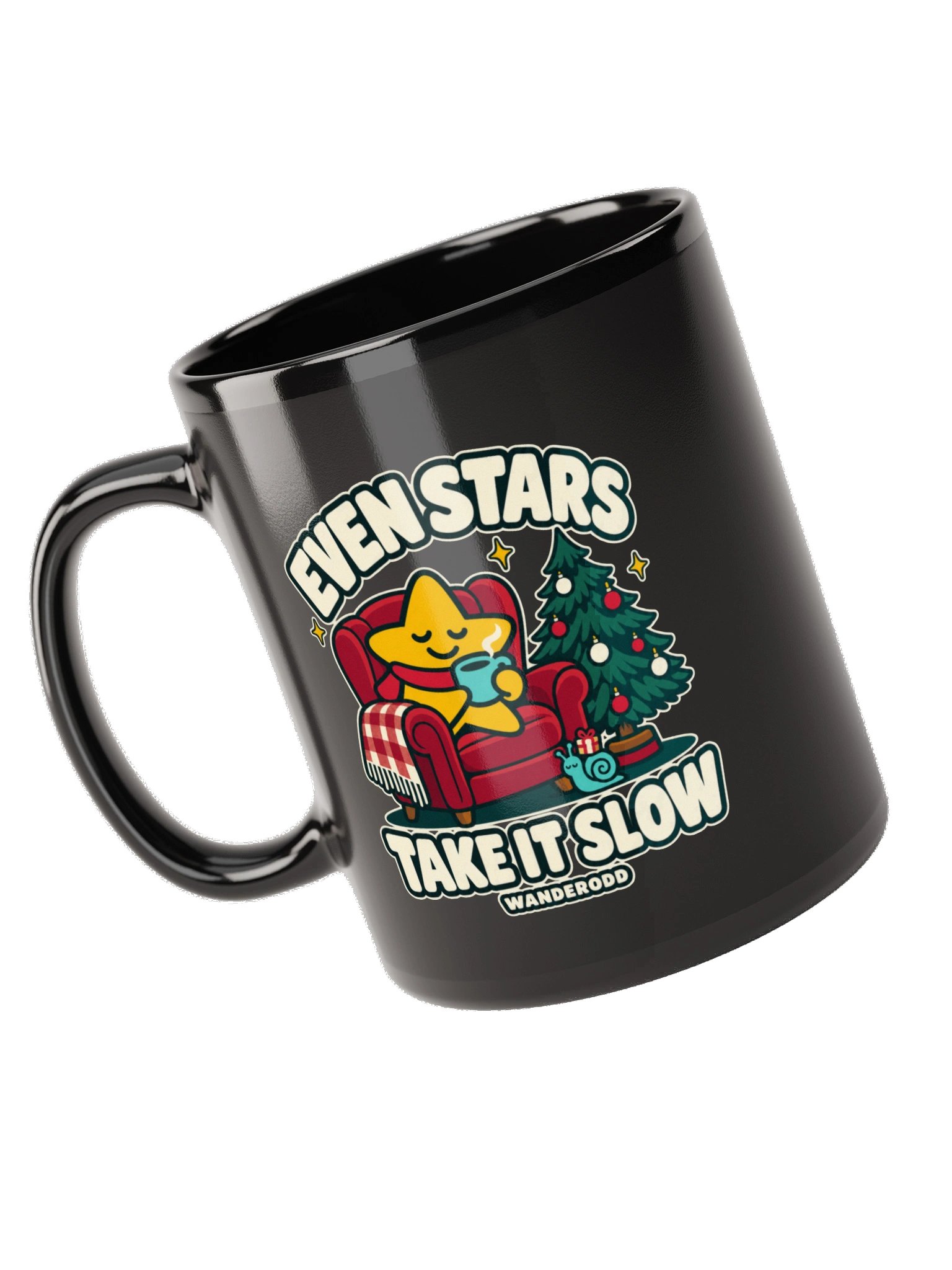 Christmas Star Black Coffee Mug – Take It Slow | WanderOdd product image (4)