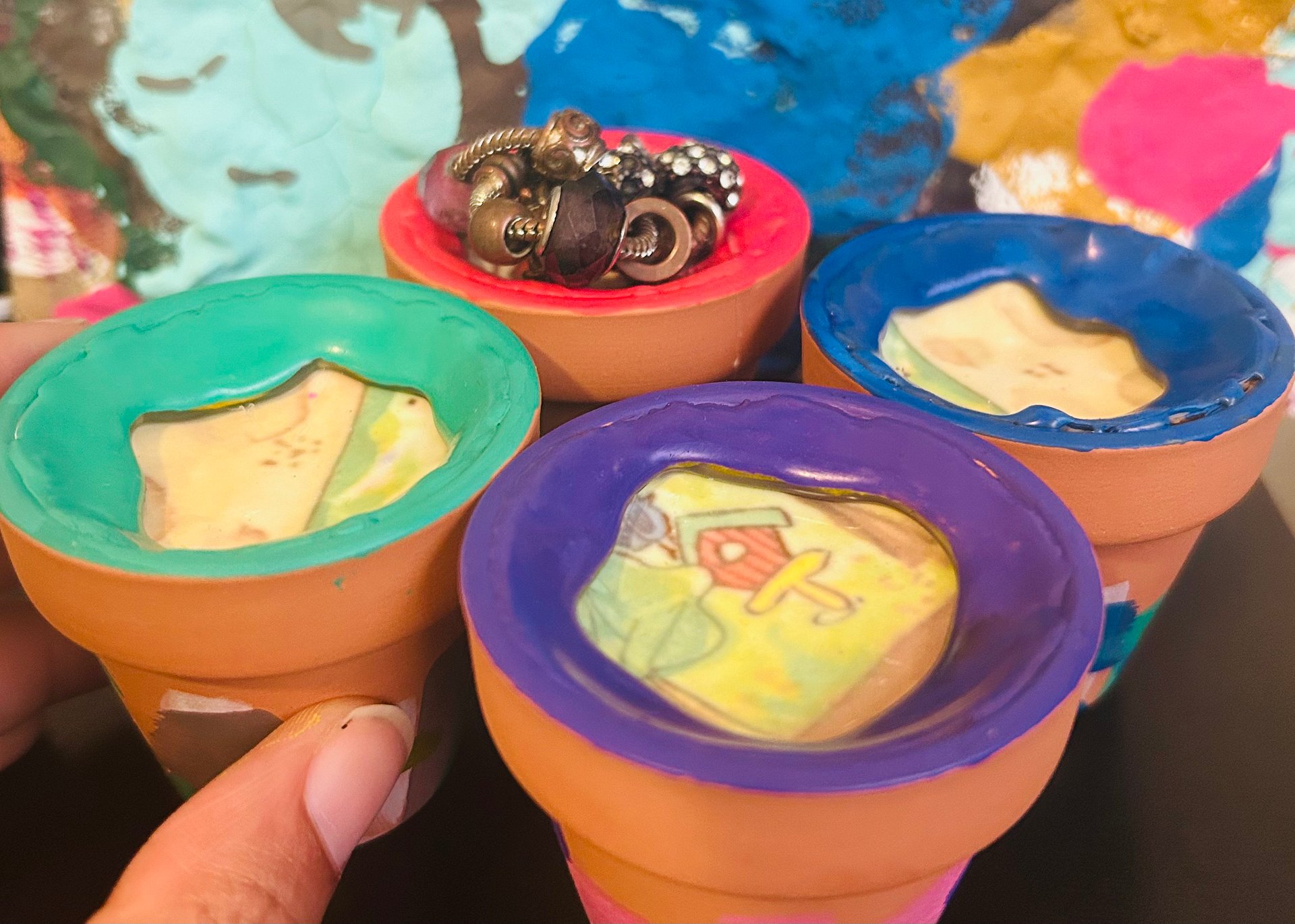 Handmade upcycled plant pot jewelry/trinket holders product image (1)