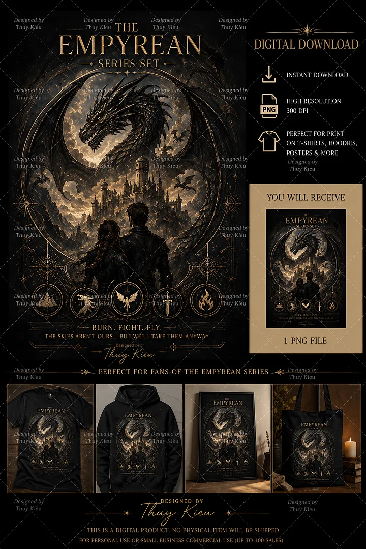 THE EMPYREAN SERIES SET – Fantasy Dragon T-Shirt Design | Digital Download product image (1)