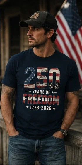 250 Years of Freedom Shirt - USA 250th Anniversary T-Shirt - Patriotic 1776-2026 US Flag Tee - 4th of July Vintage Grunge Clothing product image (2)