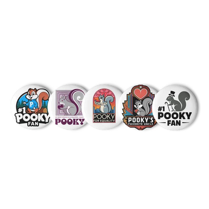 Original Pooky Artwork Buttons: Set of Five -v product image (1)
