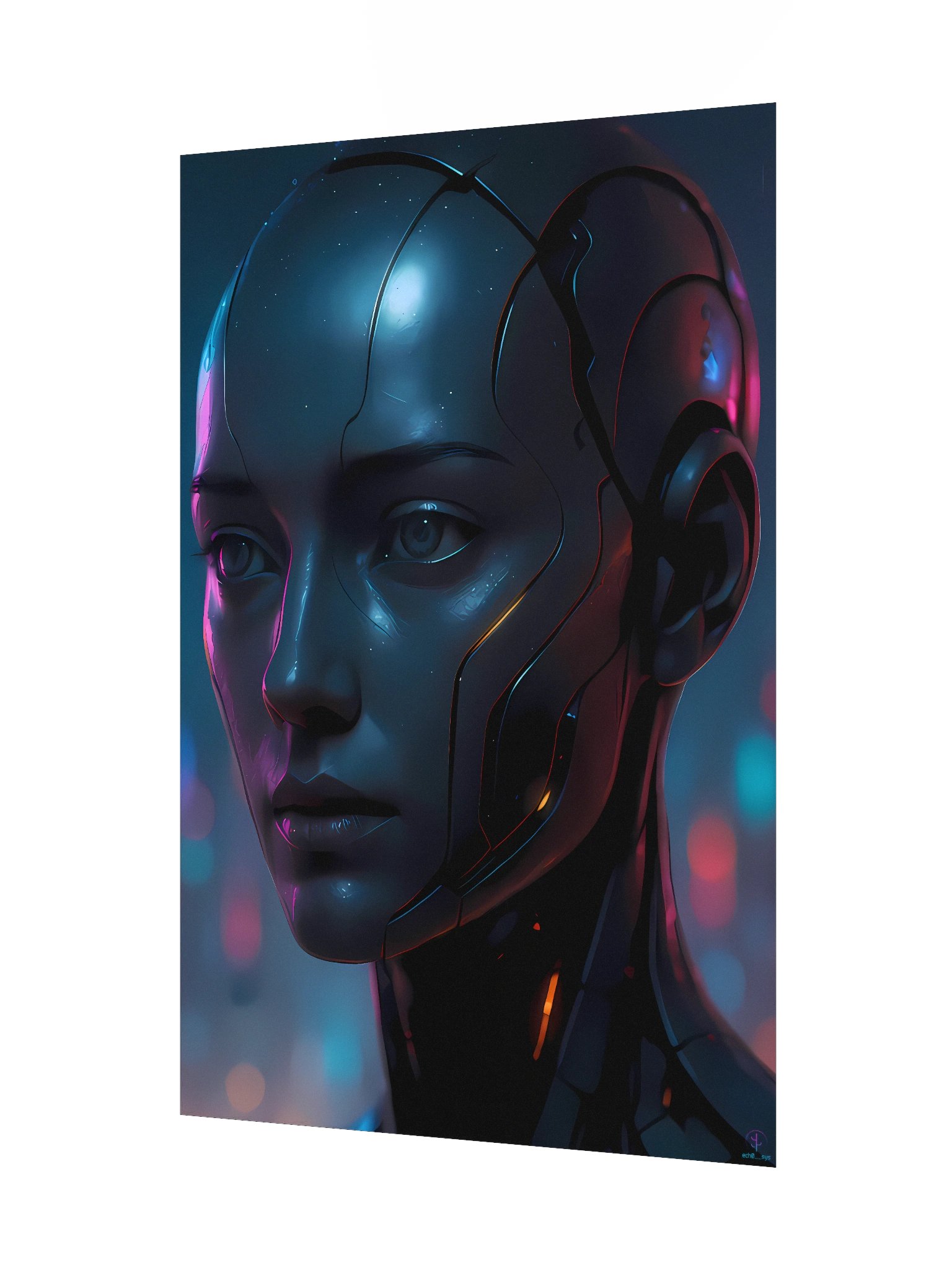 Cyberpunk Android Woman Poster - Futuristic AI Girl Wall Art (12x18", 20x30", 24x36") product image (3)