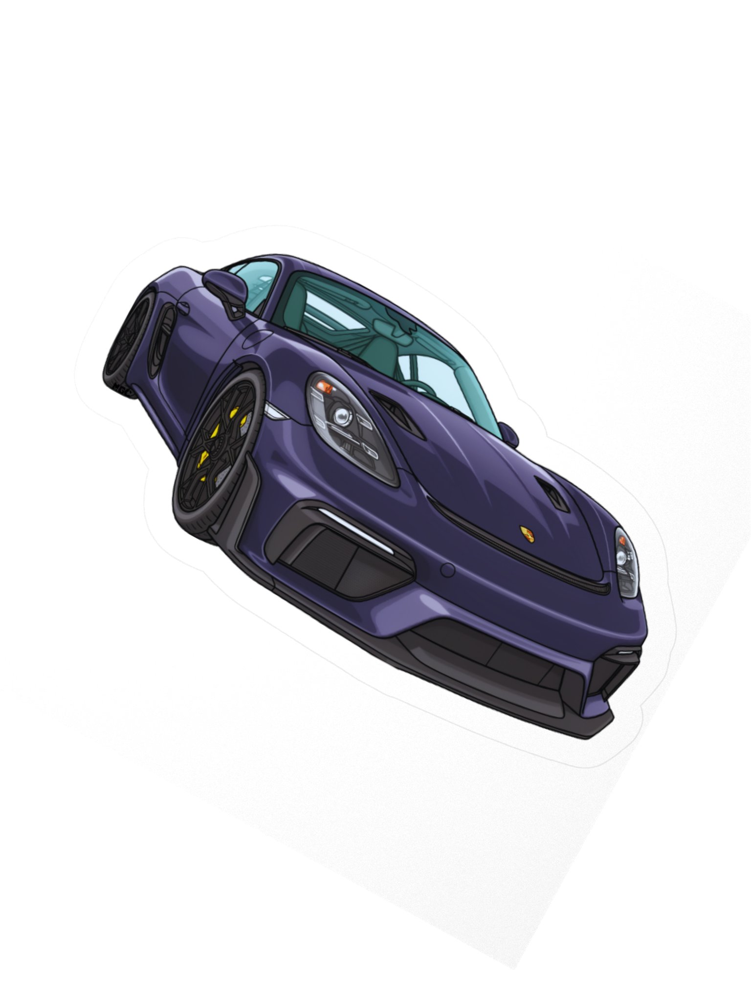 Purple Porsche Spyder RS Sticker (Retro, Sketch, Silhouette) product image (4)