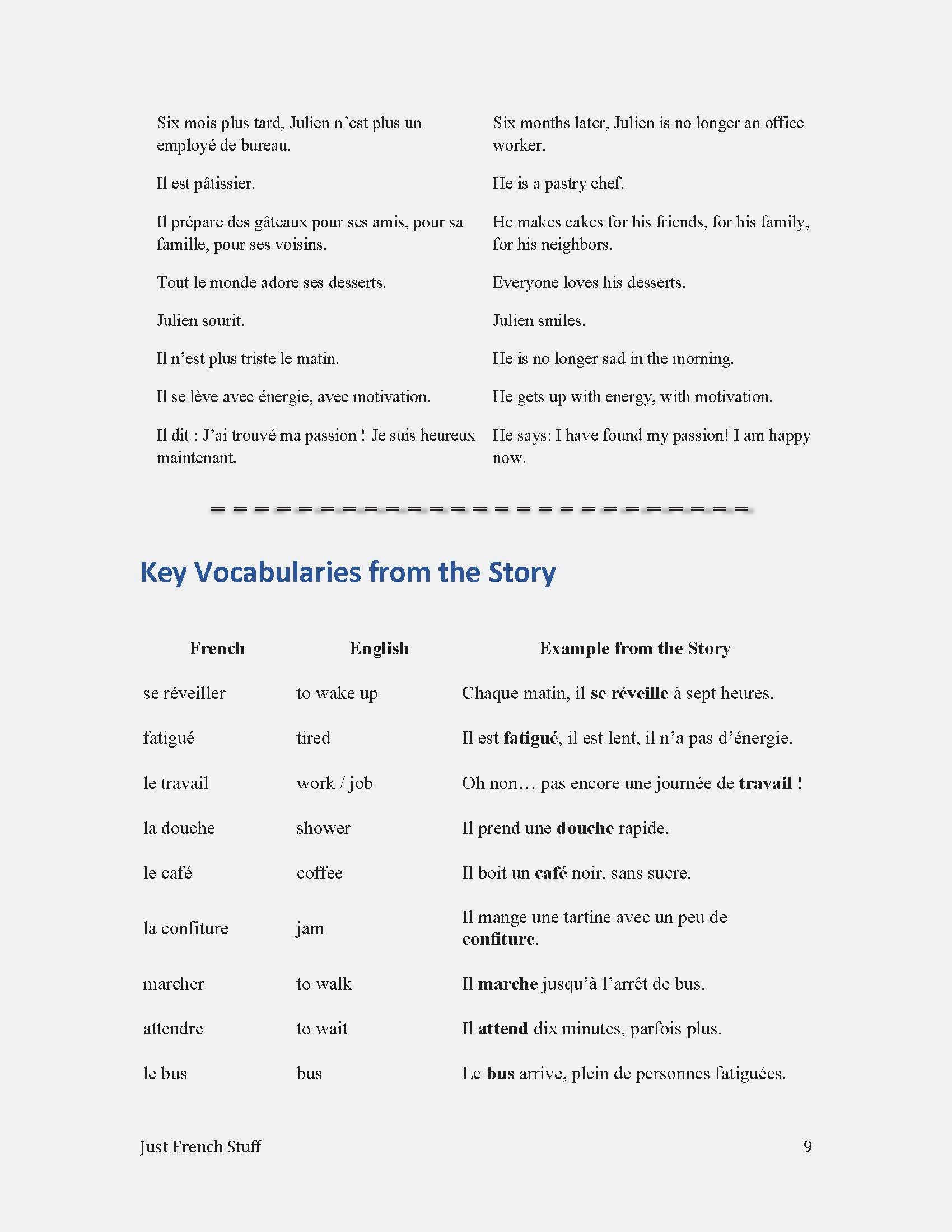 Printable Easy French Short Story Reading Practice Workbook - Je déteste mon travail (Beginner A1/A2) product image (5)