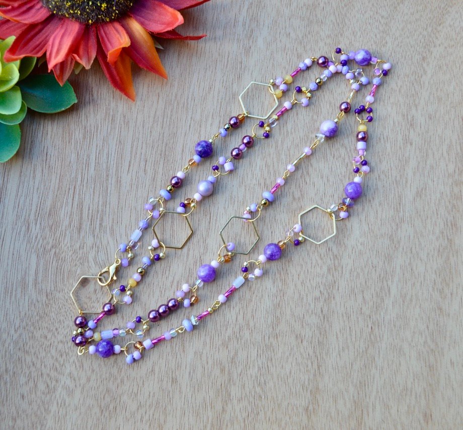 Malaysia Jade Gemstone and Gold Hexagon Fairy Beaded Layering Necklace Handmade Gift For Her product image (4)