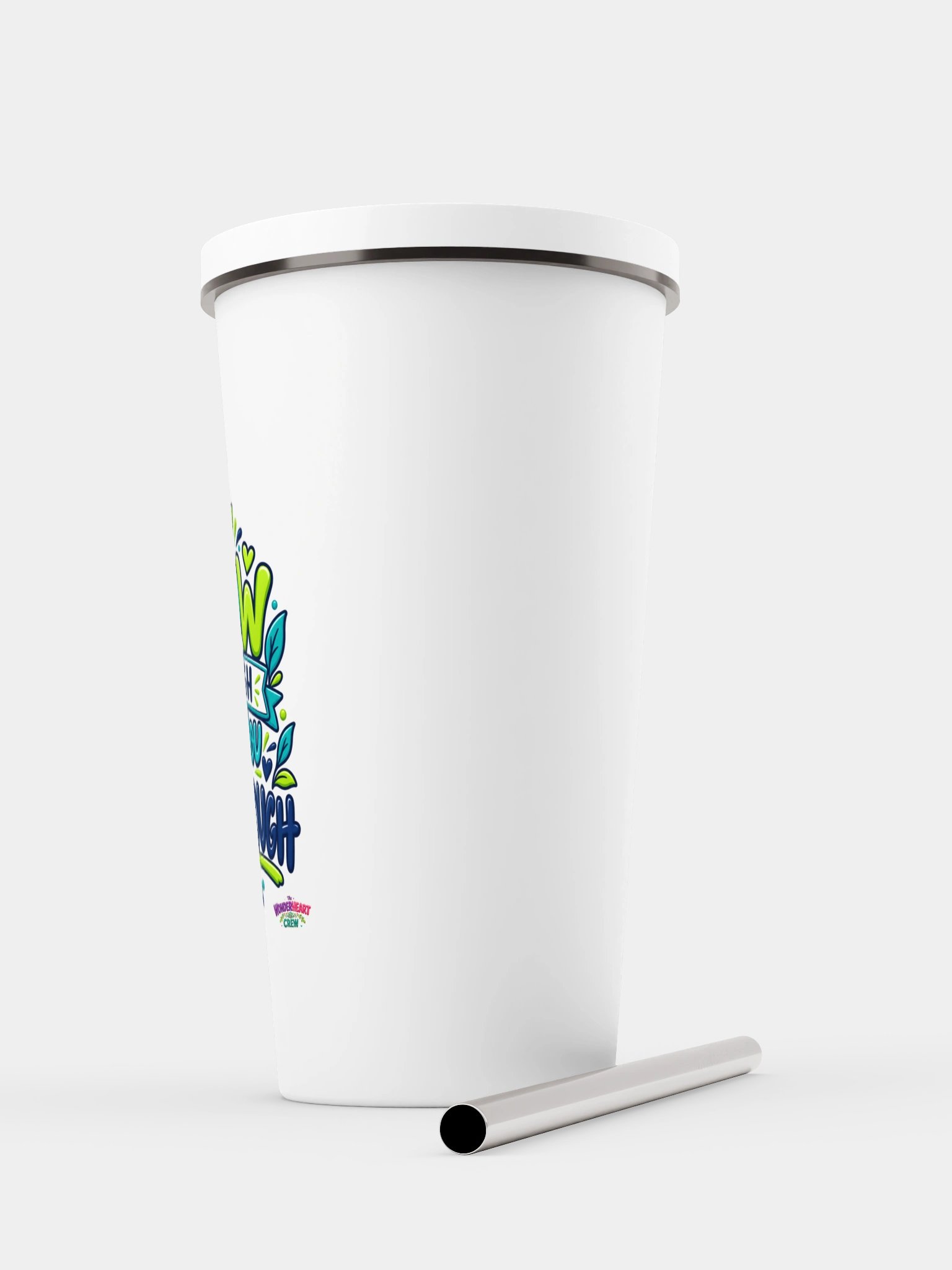 Stainless Steel Insulated Inspirational Tumbler with a Straw - Grow Through What You Go Through. product image (5)