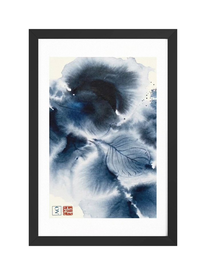 Japanese Ink Art Print | Indigo Eucalyptus No.07 | Framed Wall Art - AO Japan Blue product image (1)